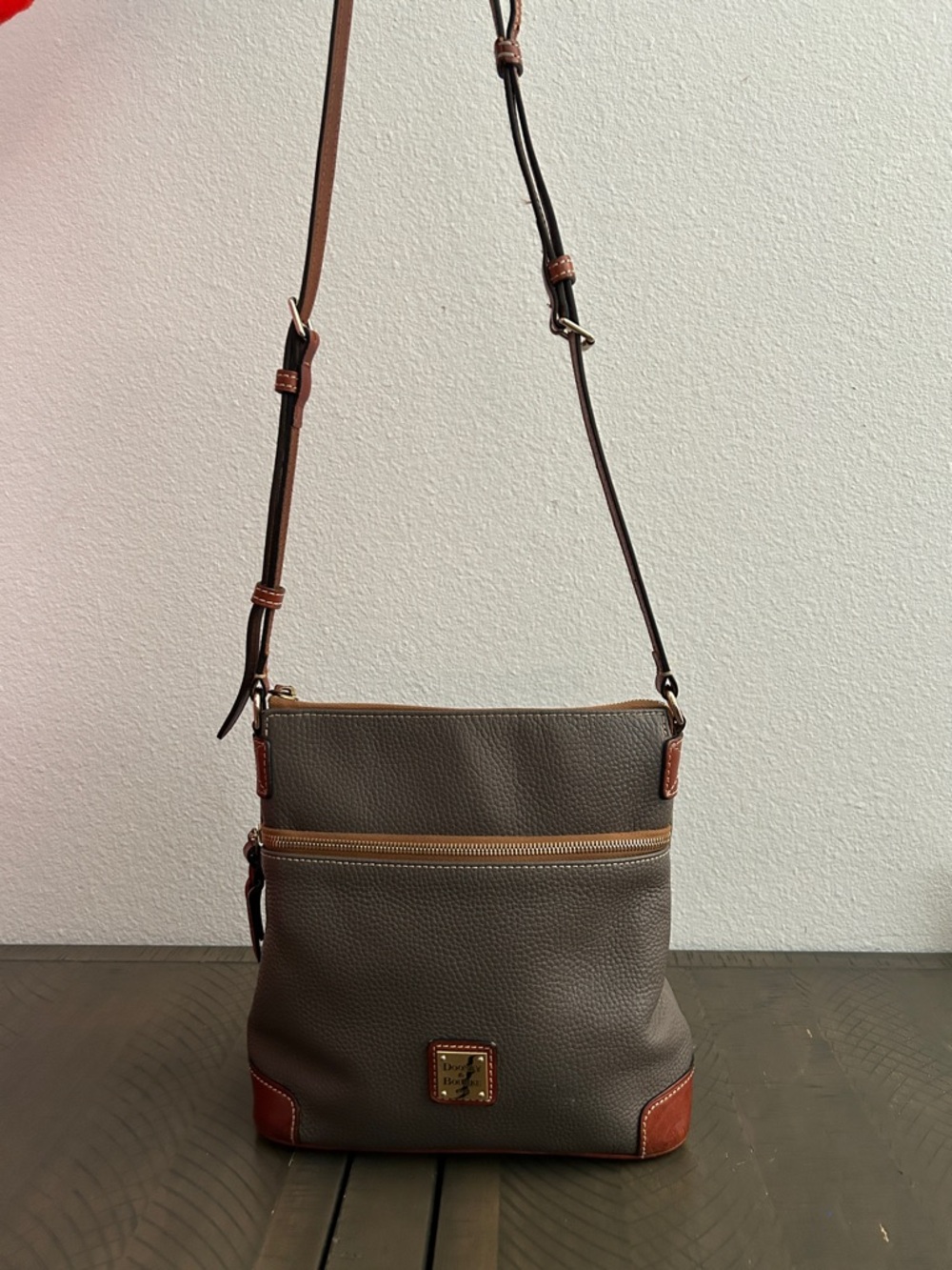 Dooney & Bourke Pebble Grain Letter Carrier Crossbody Bag ELEPHANT GRAY